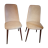 Lot de 2 chaises style scandinave 1960 50 Skaï crème marbre