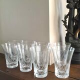 Set 8 water glasses or engraved crystal wine
