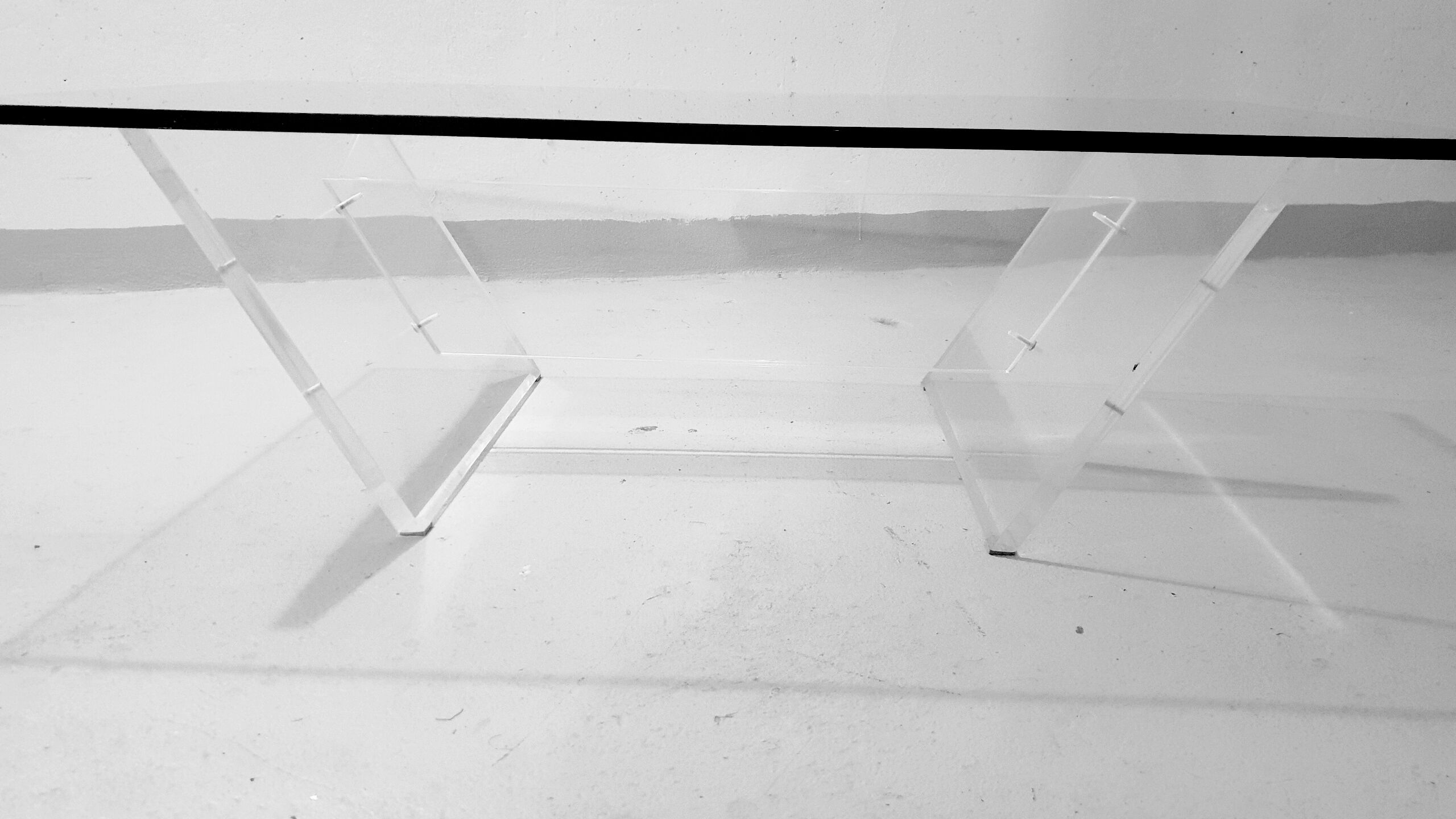 Glass and plexiglass coffee table 1970