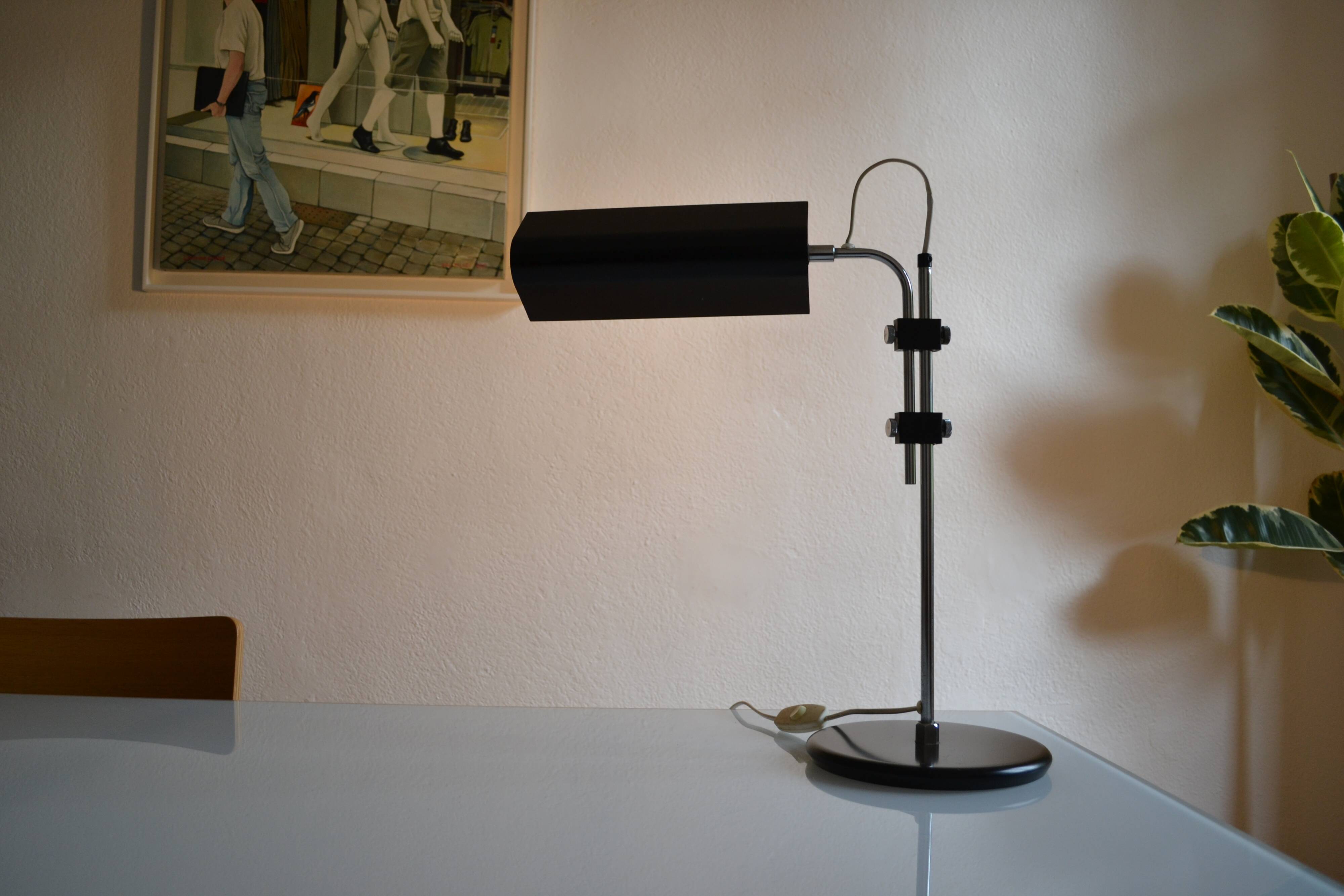 Vintage black modernist table lamp 50 1950 Bauhaus