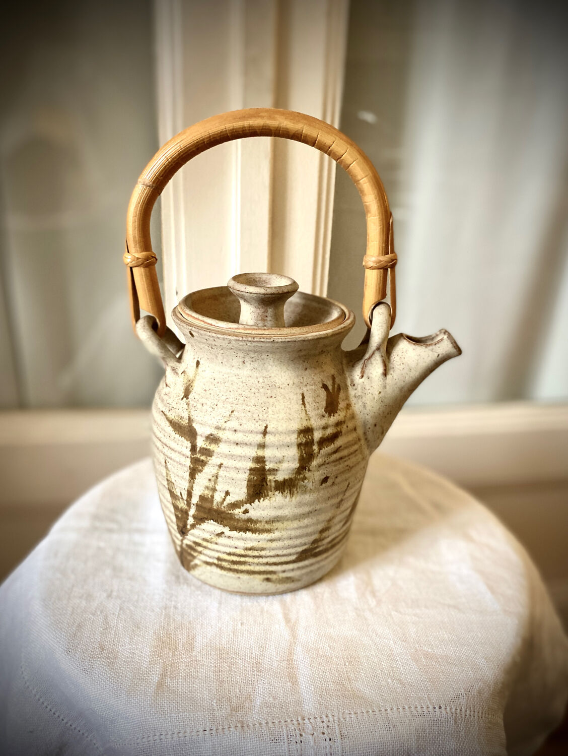 Teapot in vintage ceramic stoneware