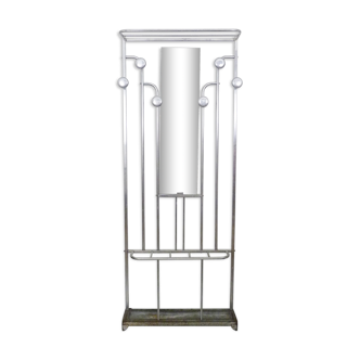 Cloakroom with aluminum coat with mirror, 6 hooks, hat holder. Year 50