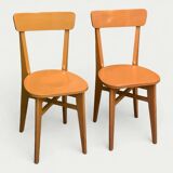 Paire de chaises bistrot caramel 1950