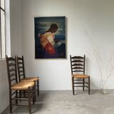 Trio rustic chairs in oak straw