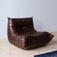 Togo armchair in dark brown shiny leather
