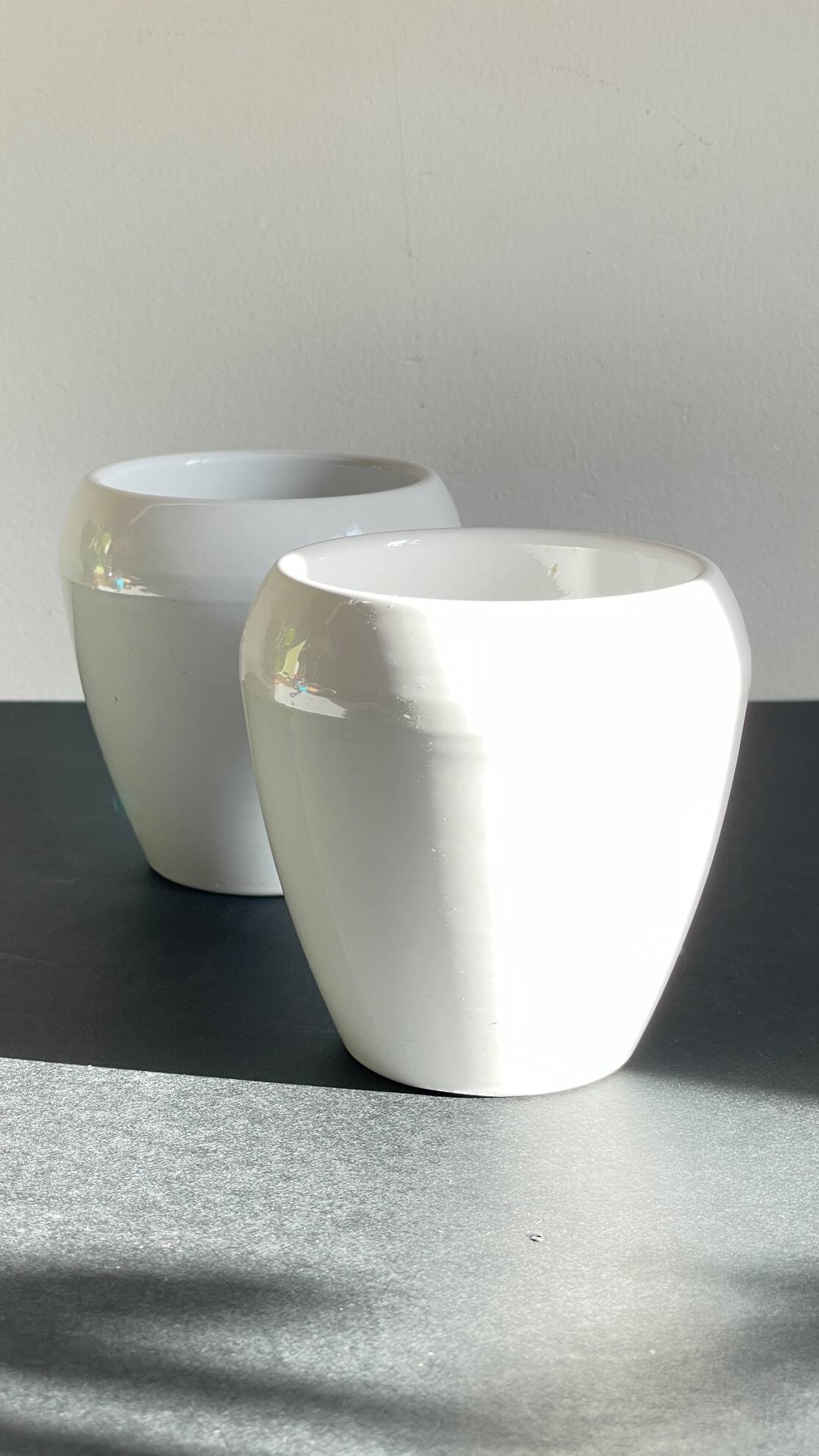 Pair of White Ceramic Candle Holders