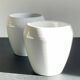 Pair of White Ceramic Candle Holders