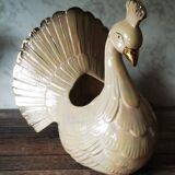 Planter iridescent peacock ceramic