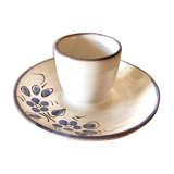 Glazed ceramic shell with painted floral decoration