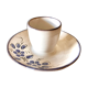 Glazed ceramic shell with painted floral decoration