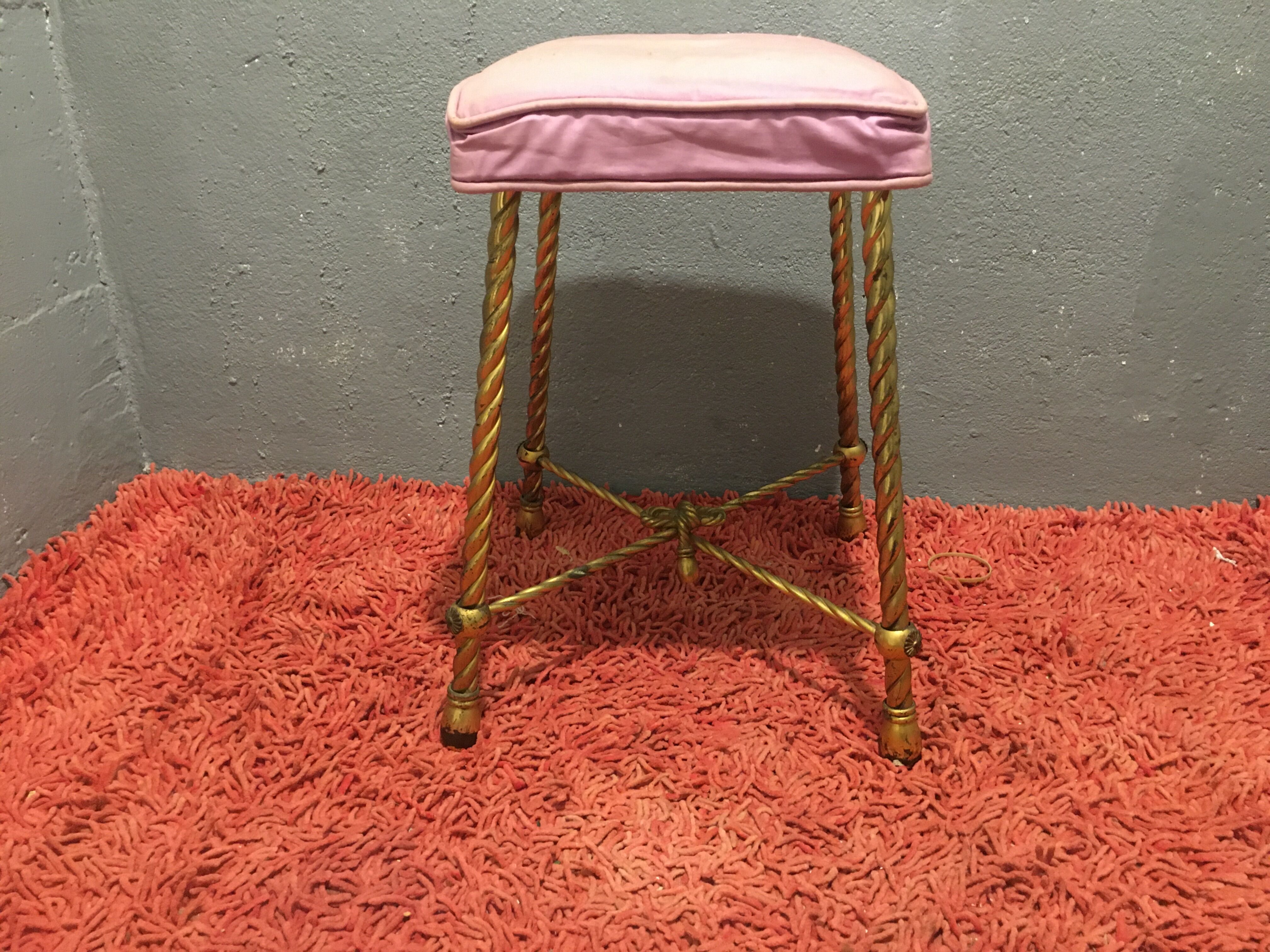 Golden Brass Style Rope Stool