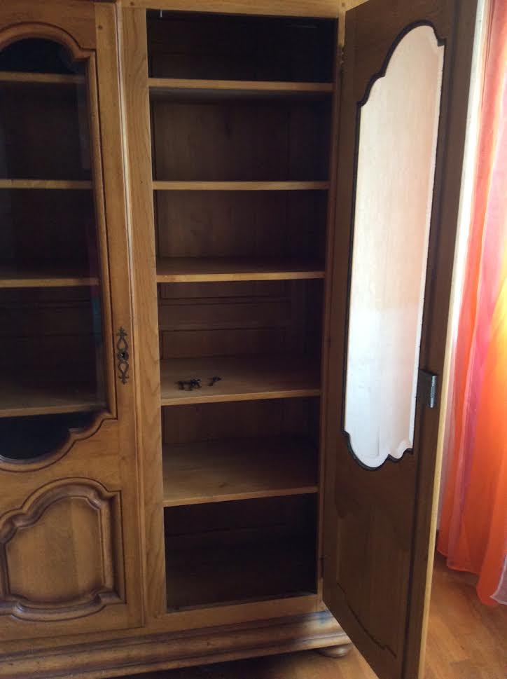 Solid wood bookcase 2 doors