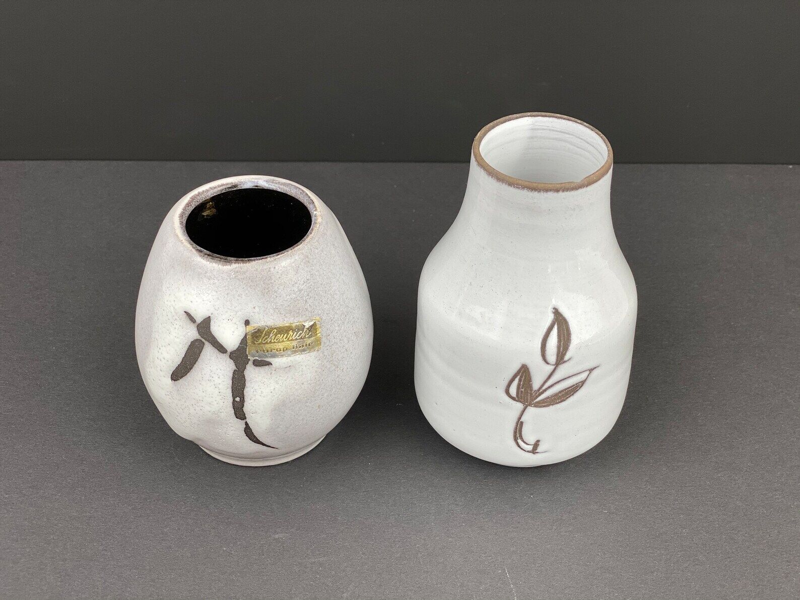 2 vintage mini vases, scheurich, collectable mid century ceramics