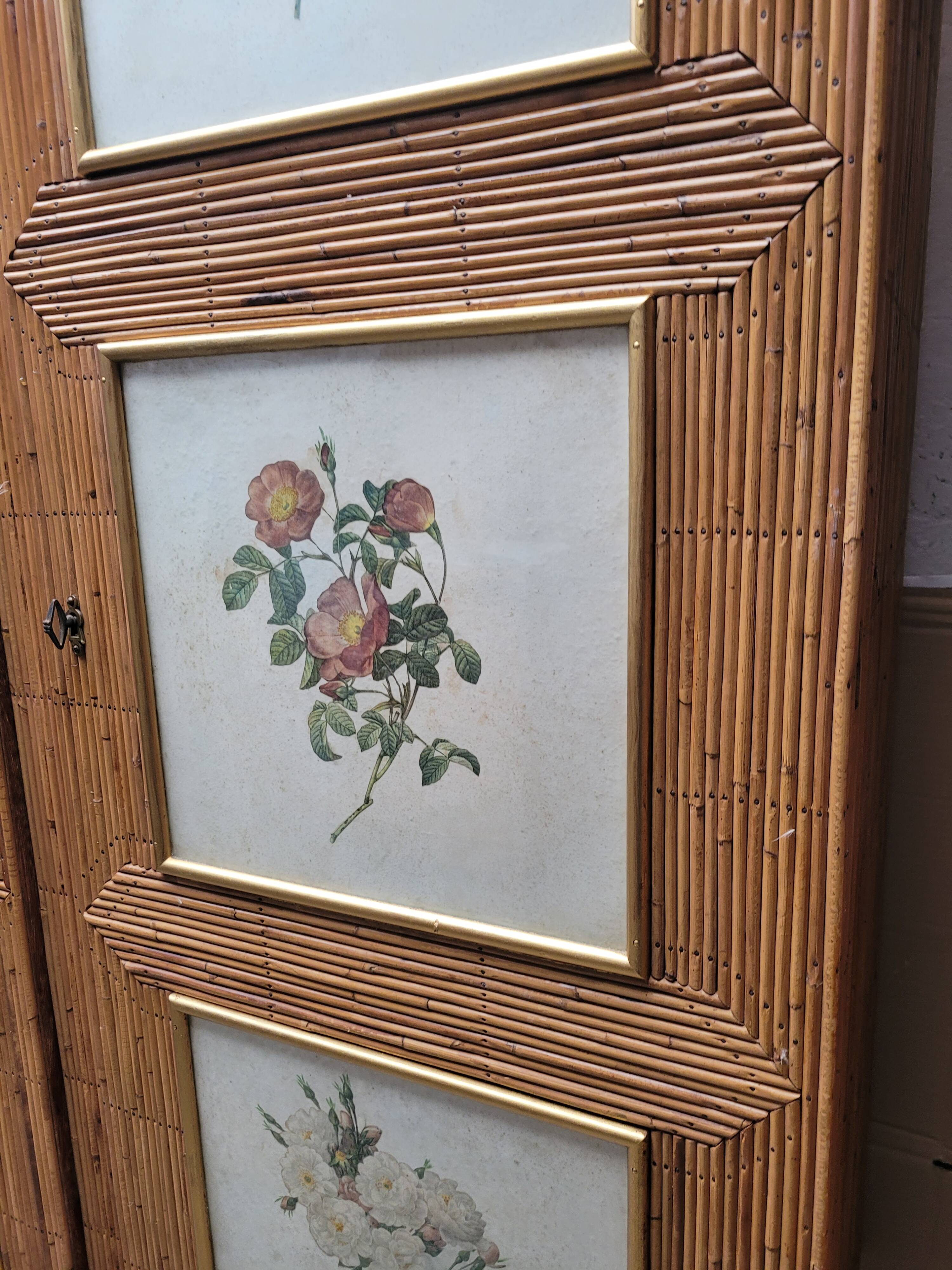 Vintage 1960s split bamboo and rattan wardrobe