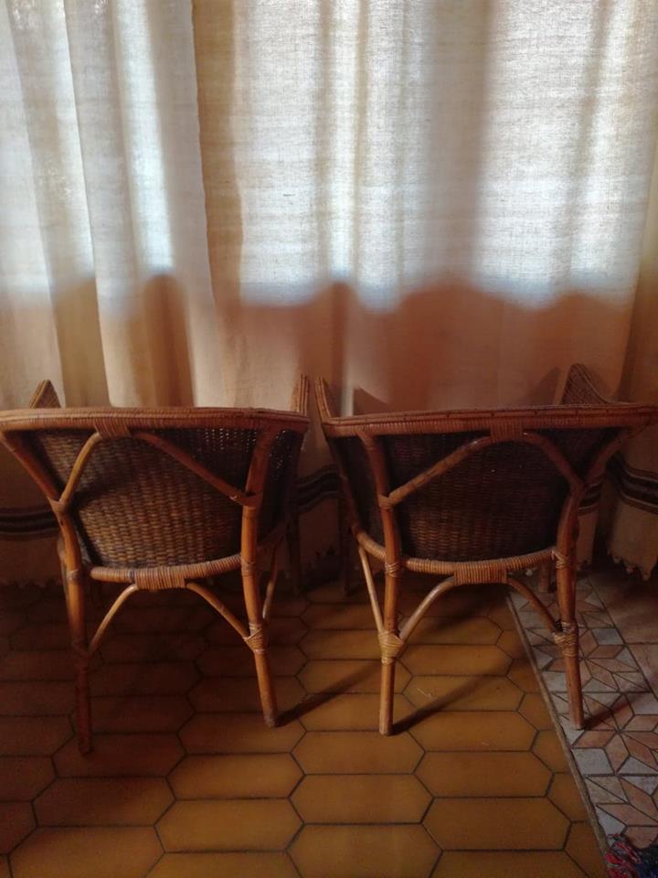 Pair of rattan armchairs