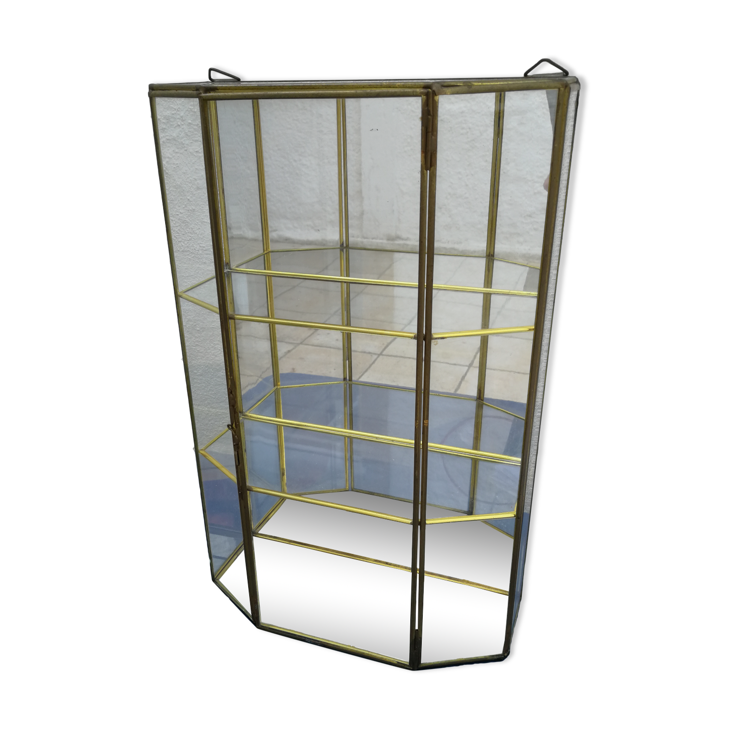 Vintage glass and brass showcase