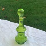 Vintage green glass decanter