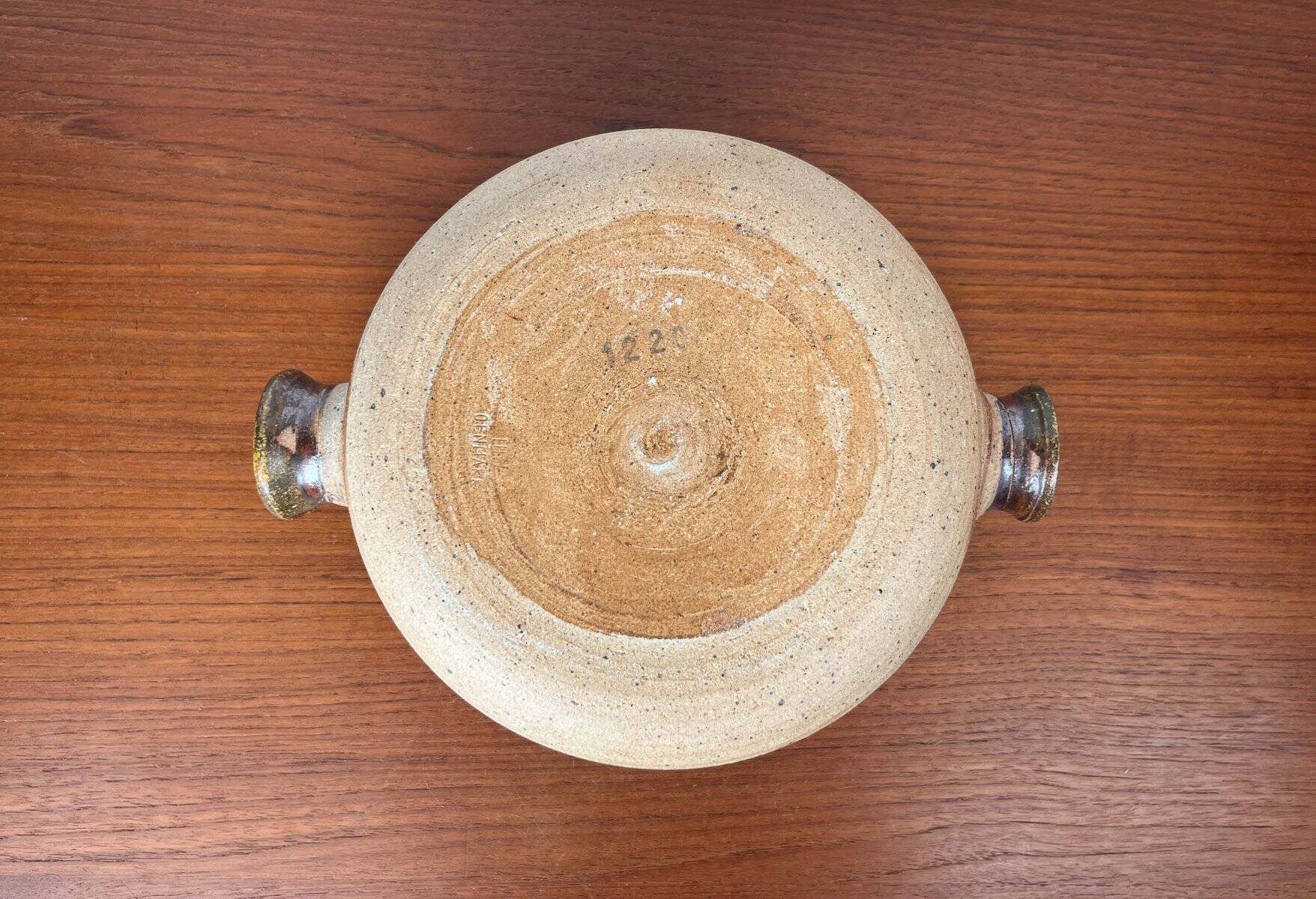 Large studio pottery bowl in modern Danish mid-century style by Tue Poulsen for Tue Keramik, 1960s.