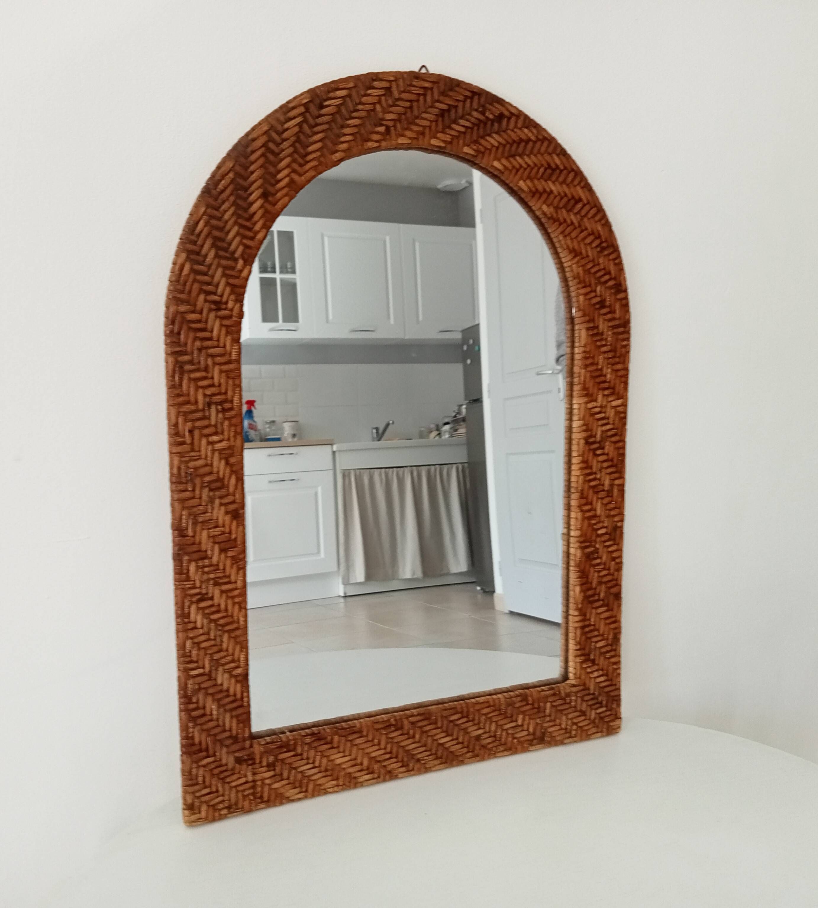Vintage woven rattan mirror 60*43cm 60s/70s