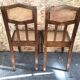 Pair old chair style louis xvi wood + seat & back cannée vintage