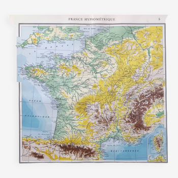 Carte de la France ancienne de 1950 43x43cm