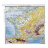Carte de la France ancienne de 1950 43x43cm