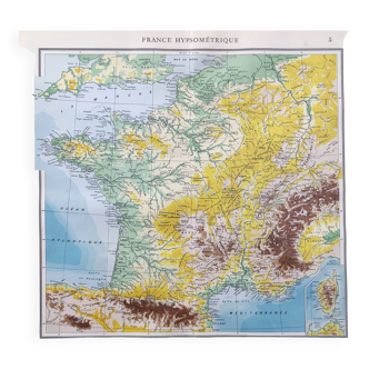 Old map of France from 1950 43x43cm