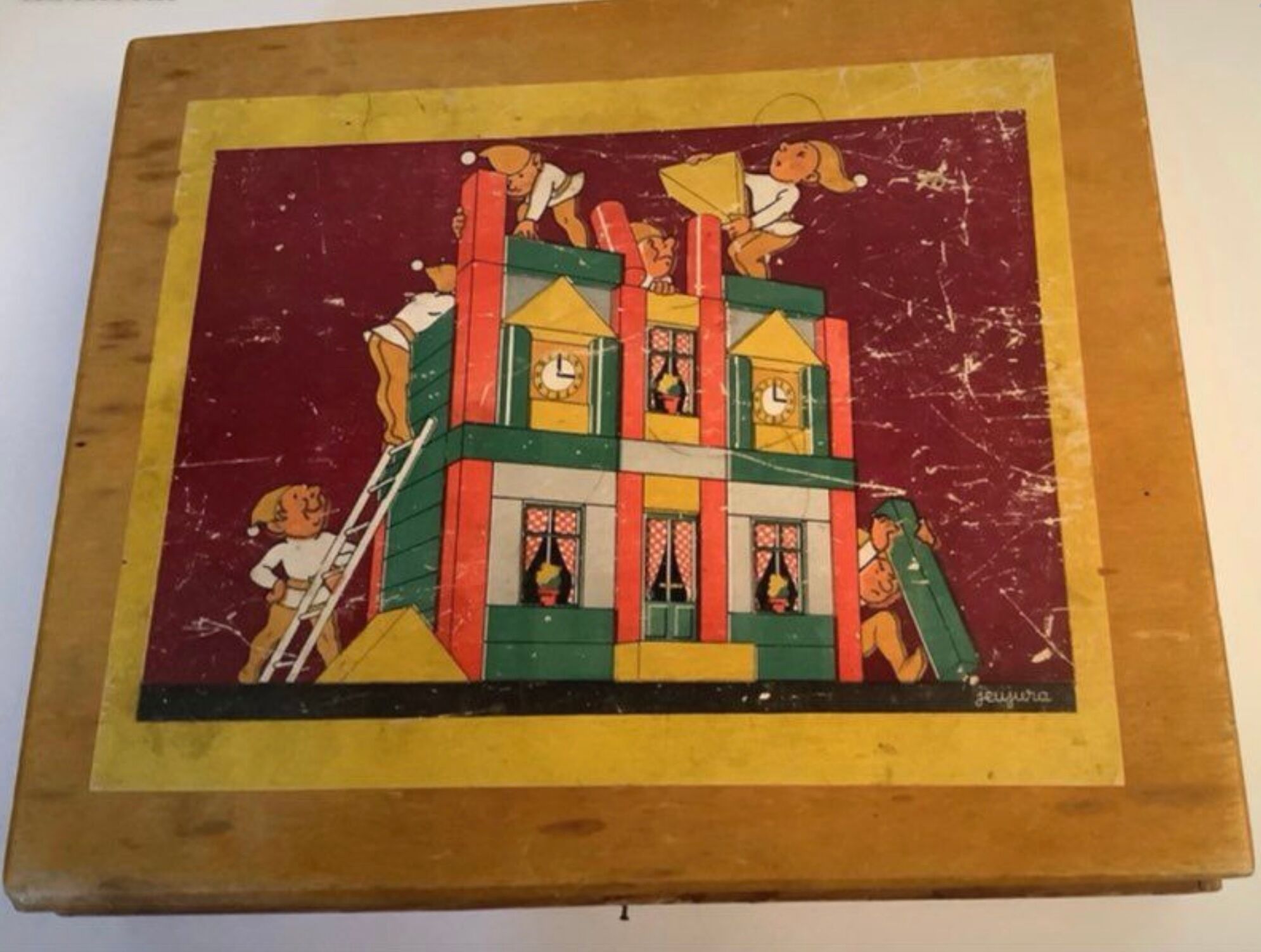 Game jura old cubes in briefcase/light wood 30 pieces 50s