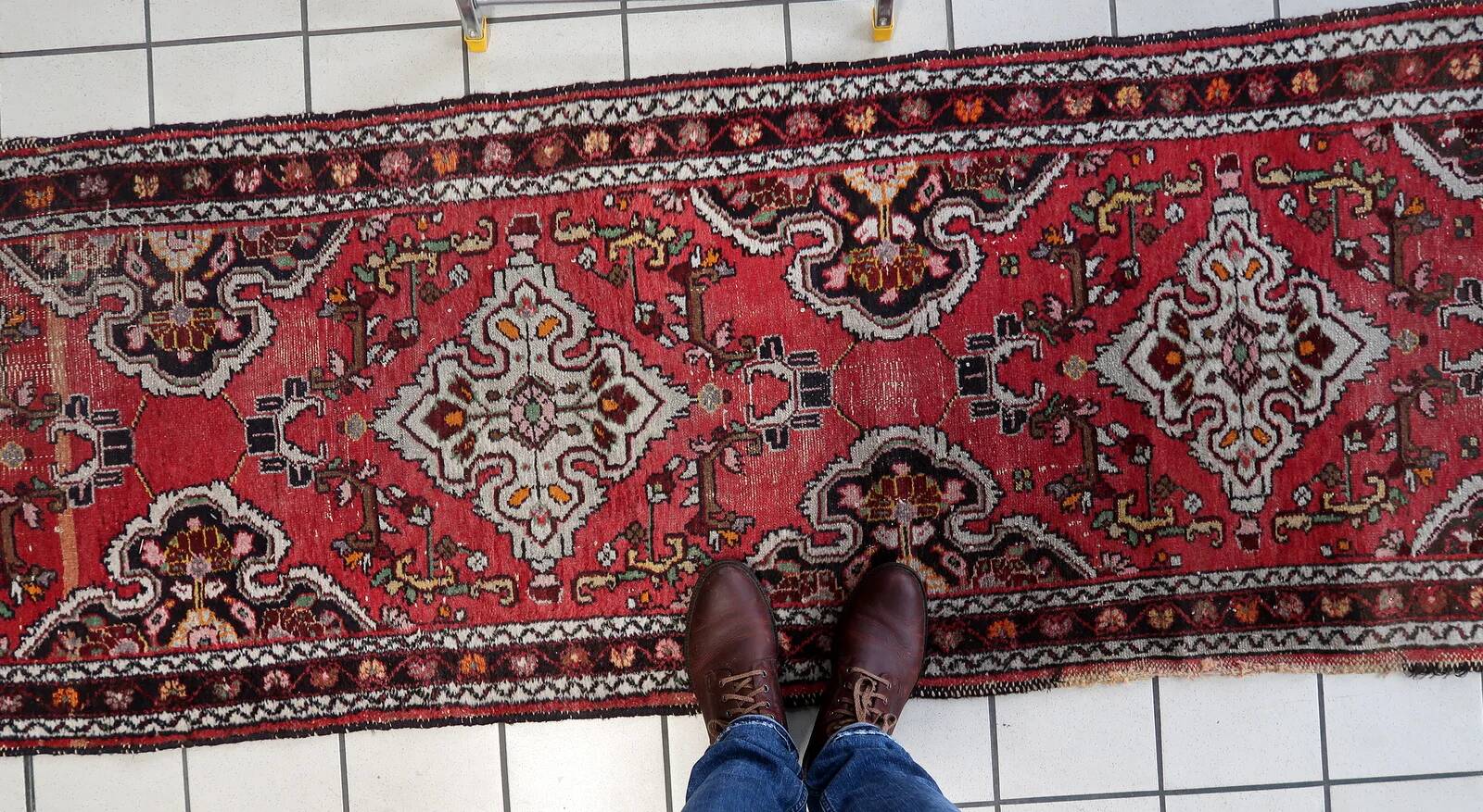 Handmade antique Persian Malayer runner rug 77cm x 382cm, 1920s