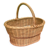 Old large wicker harvest or shopping basket TBE