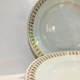 X5 Luneville earthenware soup plates with golden decoration