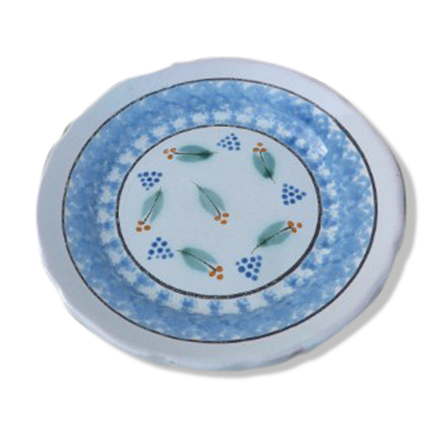 Black ass plate XVIII /19th faience Rouen Forges waters