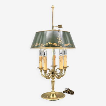 Lampe bouillotte en bronze doré de style louis XVI à cinq lumières