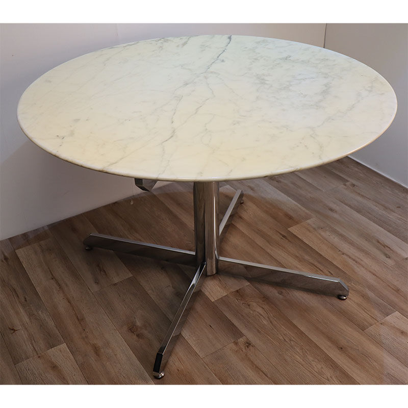 Table de repas vintage roche bobois en marbre et métal 1970