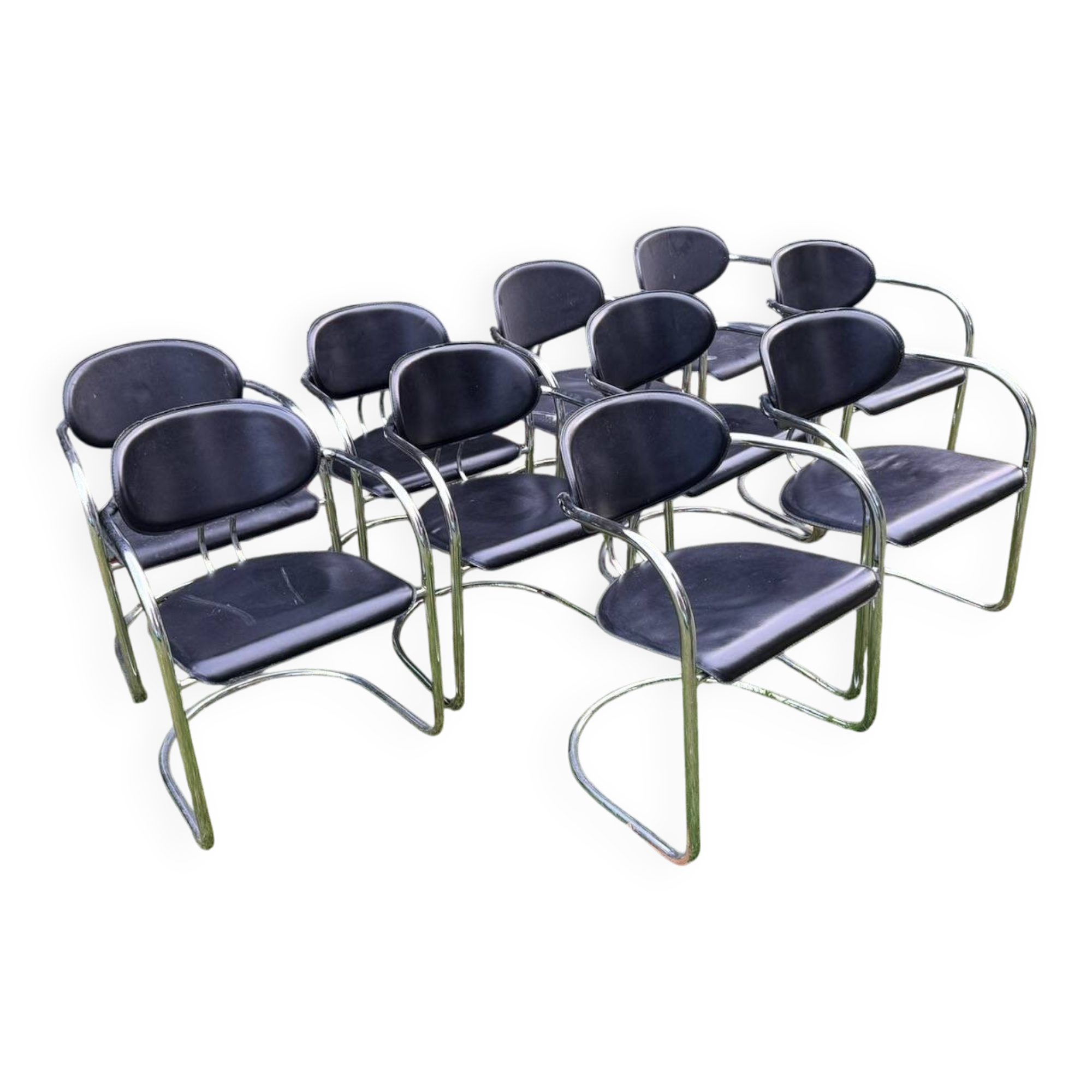 Set of 10 Italian design chairs from the 1970s by Effezeta
