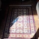 Shirvan urss oriental rug wool handmade rectangular 1940 burgundy and ecru with fringes 100% wool