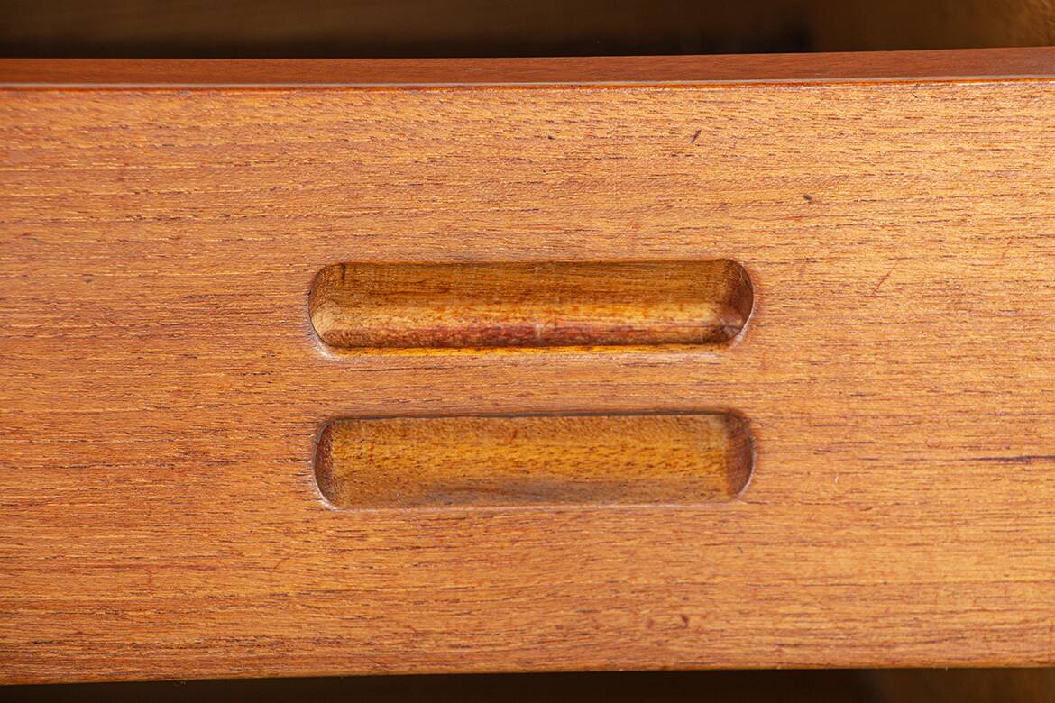 Extra long Danish sideboard, teak, oak, leatherette, 280 cm, Arne Hovmand-Olsen