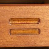 Extra long Danish sideboard, teak, oak, leatherette, 280 cm, Arne Hovmand-Olsen