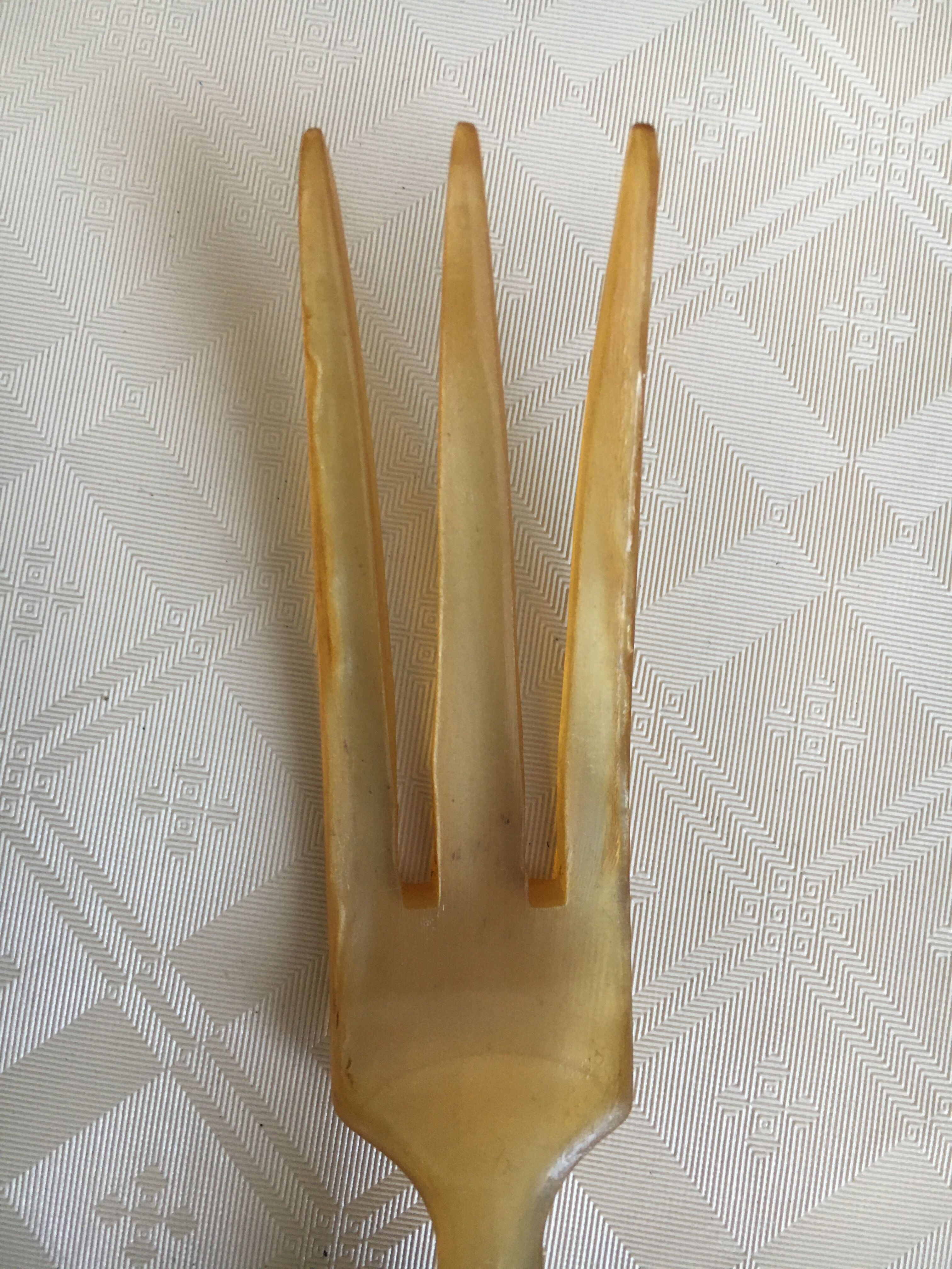 Old salad cutlery in horn and silver metal