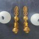 Pair of vintage brass and opaline wall lights