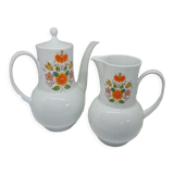 Ensemble cafetiere & pichet vintage « bavaria schirnding » decor fleurs