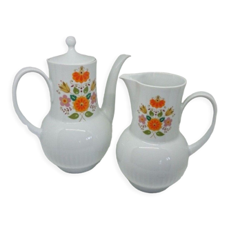 Ensemble cafetiere & pichet vintage « bavaria schirnding » decor fleurs