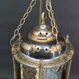 Moorish lantern in brass and colored glass, North Africa, 20th century