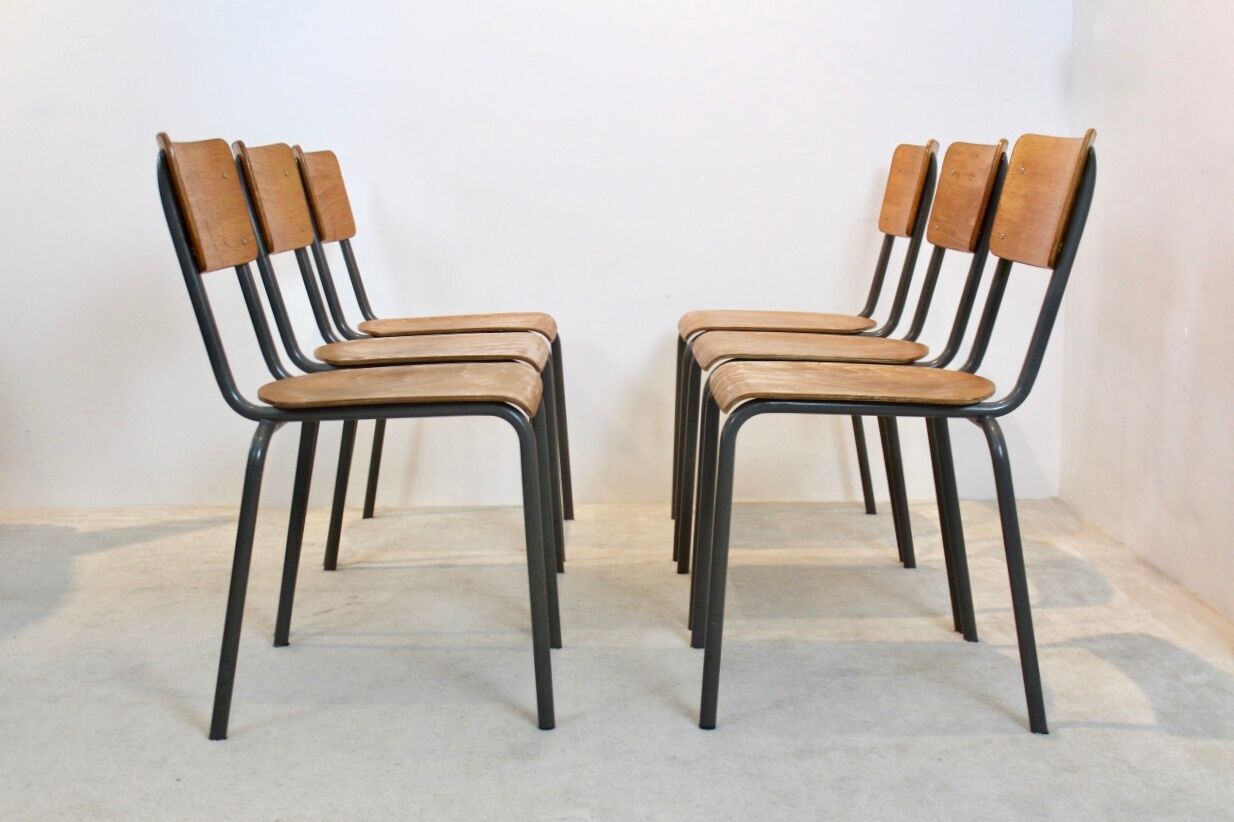 Dutch-designed plywood industrial chairs