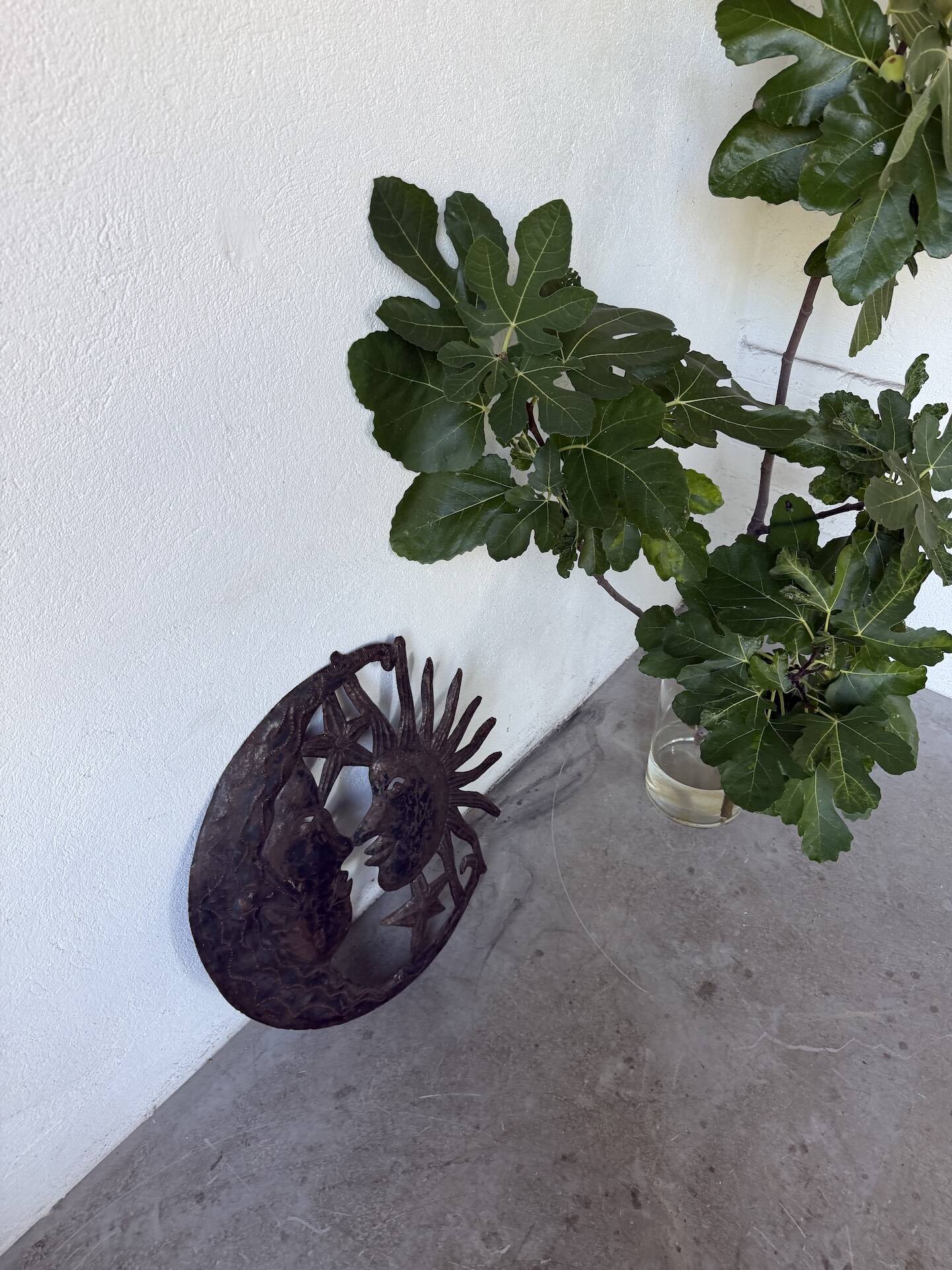 Brutalist metal wall sculpture "sun-moon"