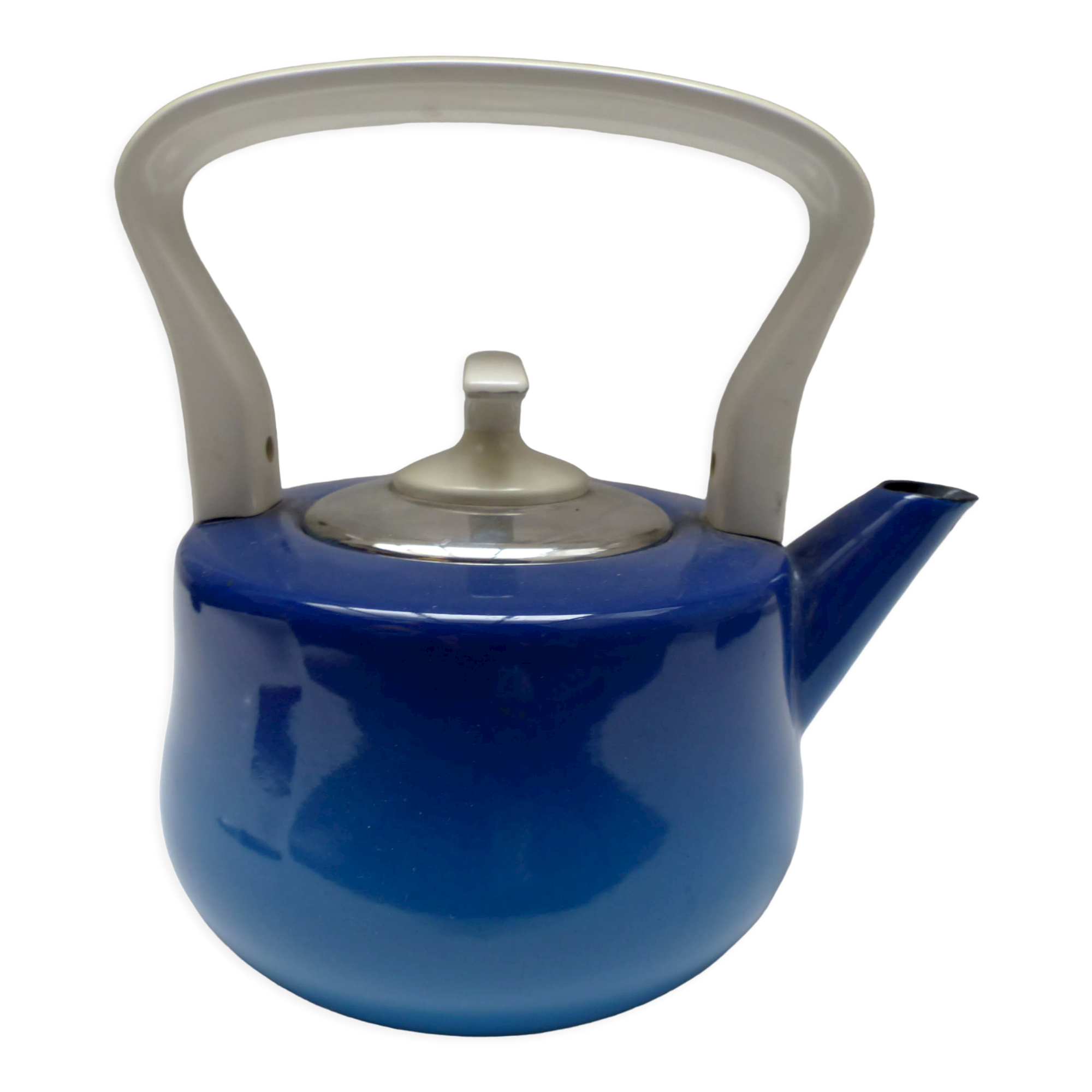 Old blue enamelled kettle