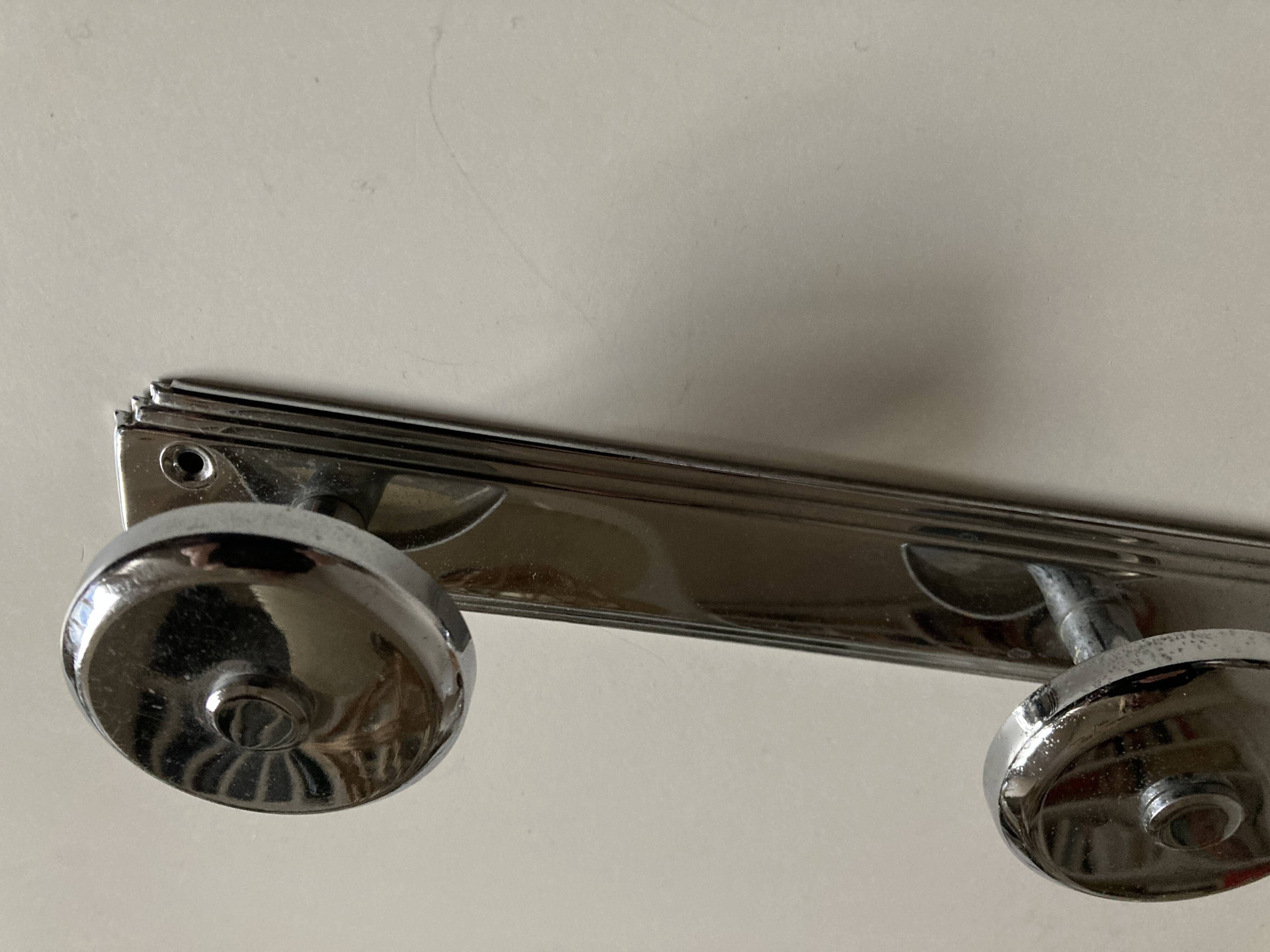 chrome Art Deco bathroom coat hook 57cm
