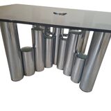 Tavolino Marco Zanuso - Design anni '70 - Cromo e Vetro Fumè