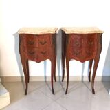 Pair of Louis XV style bedside tables in marquetry