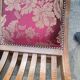 CURULE seat in antique Roman style, restored in teak wood and jacquard satin fabric